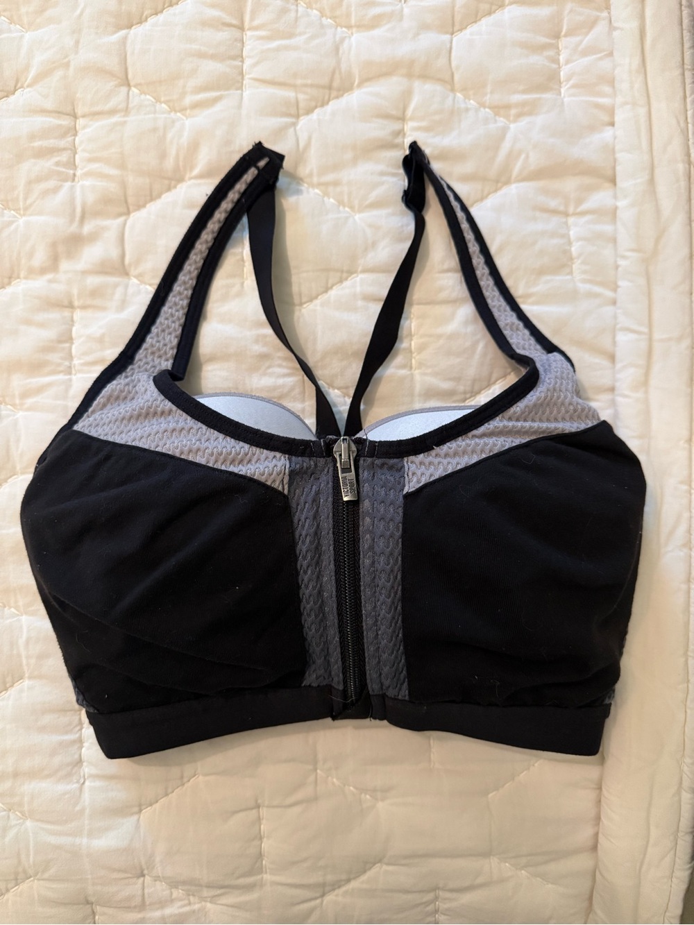 Victoria's Secret Black & Gray Front-Zip Sports Bra